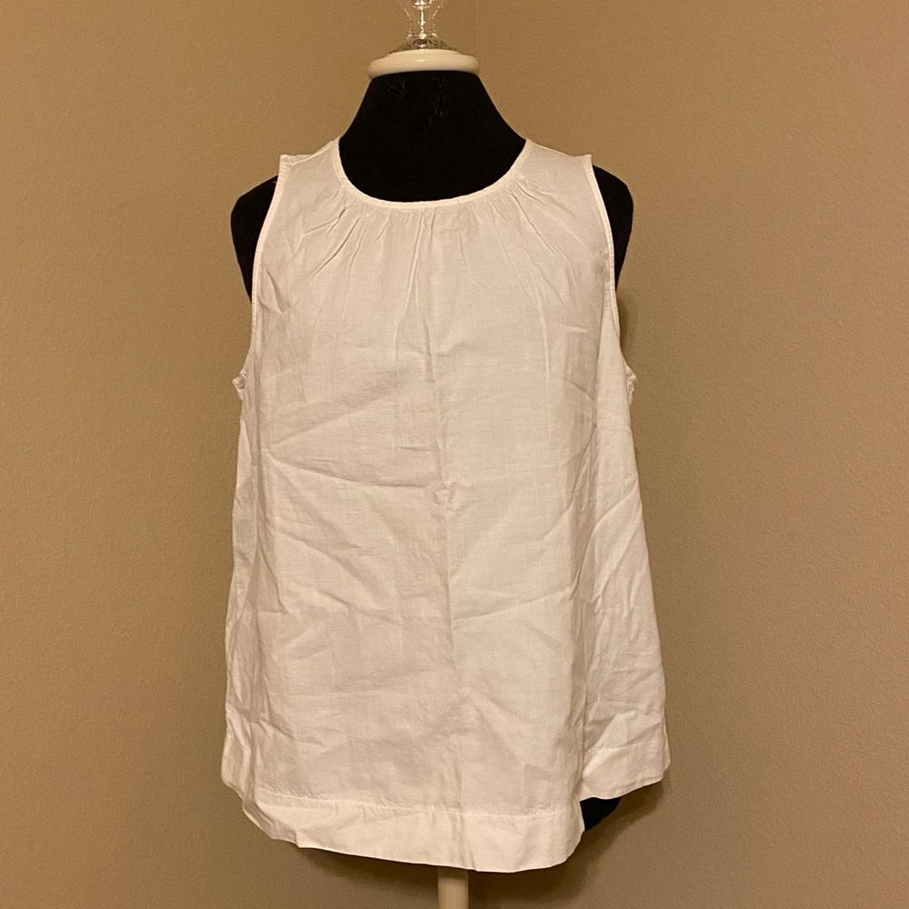 ❤️ NWT J. Crew 100% Cotton White Sleeveless Blouse